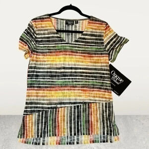 WOMEN’S PETITE LARGE ONQUE CASUAL BURNOUT TOP MULTI COLOR NEW WITH TAGS
